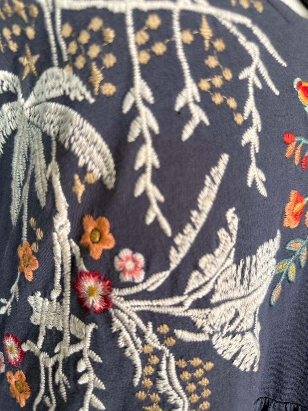 Johnny Was Manu Flutter Sleeve Knit Floral Embroidered Tunic Dress Size Small - Picture 10 of 13